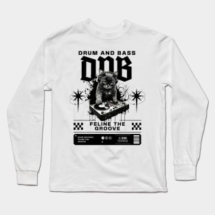 DNB - Cat Dj Feline The Groove (black/cat c) Long Sleeve T-Shirt